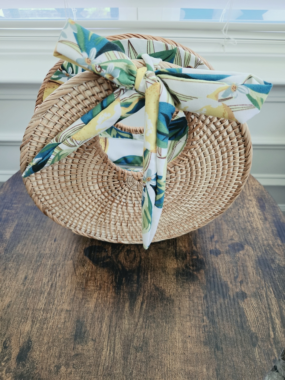 Woven Round Rattan Accent Basket - Natural